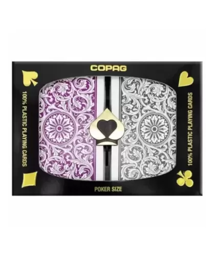Copag Plastic Set Purple Grey Jumbo de Poker – Cărți de joc premium | Emagie.ro