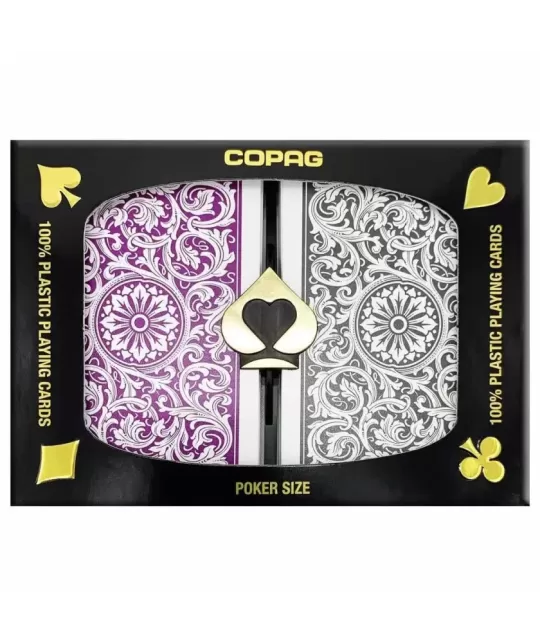 Copag Plastic Set Purple Grey Jumbo de Poker – Cărți de joc premium | Emagie.ro