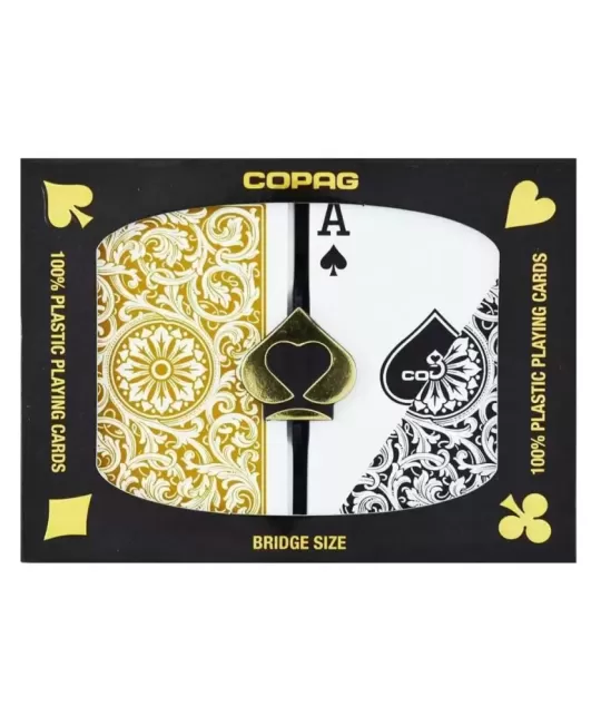 Copag Plastic Set Black Gold de Poker – Cărți de joc rezistente | Emagie.ro