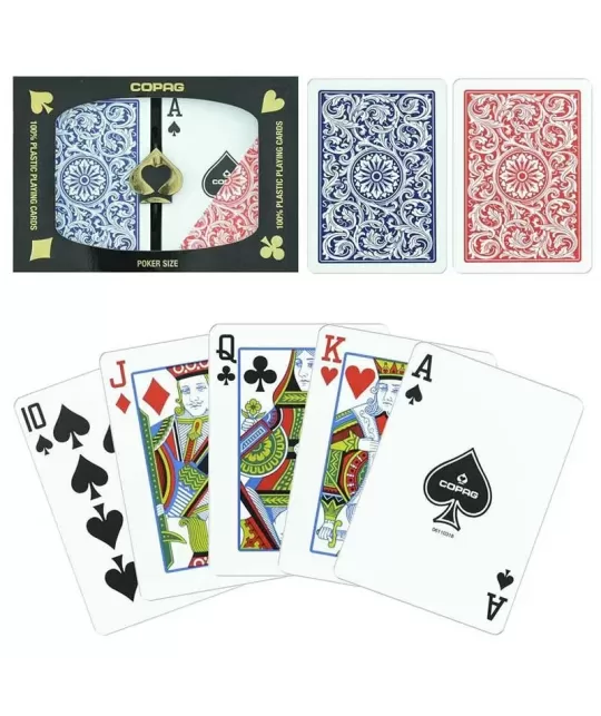 Copag Plastic Set Red Blue de Poker – Cărți de joc durabile | Emagie.ro