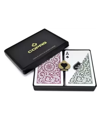Copag Plastic Set Green Burgundy Bridge Size de Poker – Cărți de joc premium | Emagie.ro