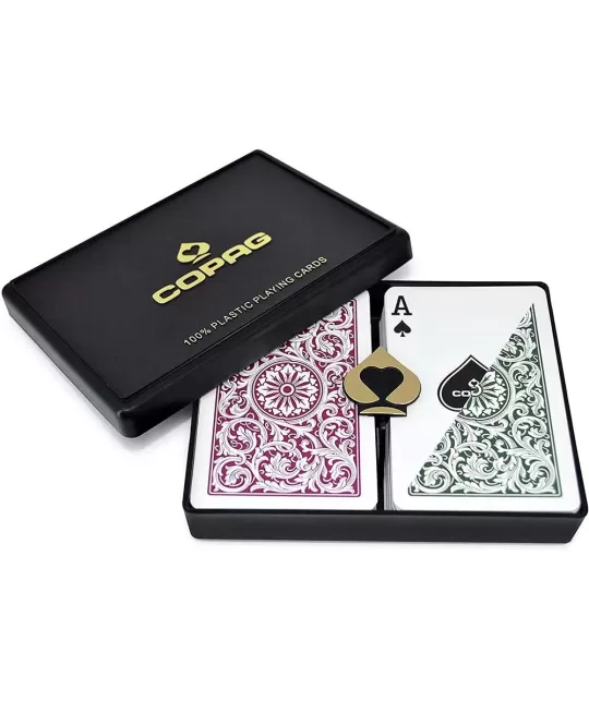 Copag Plastic Set Green Burgundy Bridge Size de Poker – Cărți de joc premium | Emagie.ro