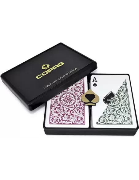 Copag Plastic Set Green Burgundy Bridge Size de Poker – Cărți de joc premium | Emagie.ro