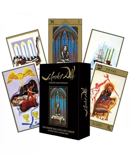 Salvador Dali Deluxe Tarot Gilded Deck and Book Set Gold – Set tarot premium | Emagie.ro