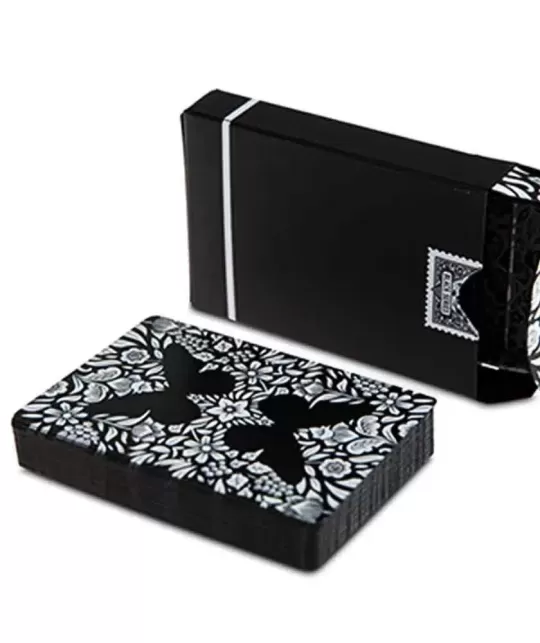 Butterfly Black - White Gilded NotMarked – Cărți de joc premium | Emagie.ro