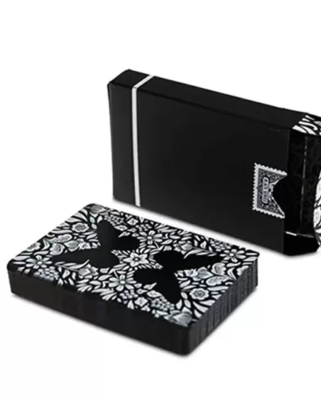 Butterfly Black - White Gilded NotMarked – Cărți de joc premium | Emagie.ro