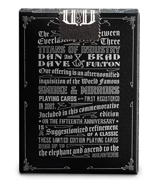 Smoke and Mirrors 15th Anniversary Ed Smoke Black – Cărți de joc premium | Emagie.ro