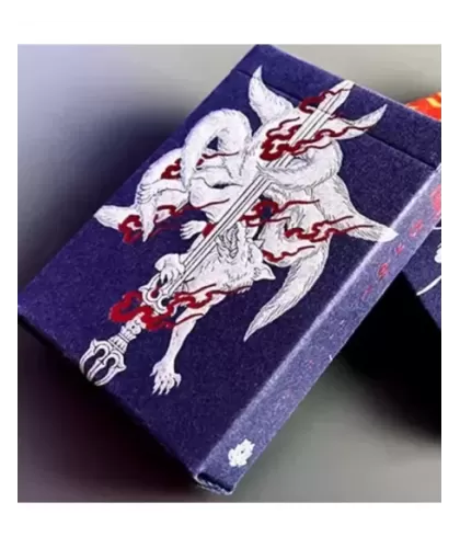 Sumi Kitsune Myth Maker Blue Red Craft Letterpressed Tuck – Cărți de joc premium | Emagie.ro