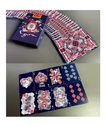 Sumi Kitsune Myth Maker Blue Red Craft Letterpressed Tuck – Cărți de joc premium | Emagie.ro 2