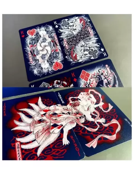 Sumi Kitsune Myth Maker Blue Red Craft Letterpressed Tuck – Cărți de joc premium | Emagie.ro