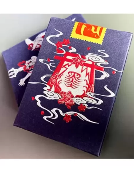 Sumi Kitsune Myth Maker Blue Red Craft Letterpressed Tuck – Cărți de joc premium | Emagie.ro