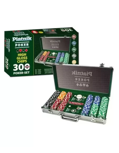 Set Poker profesional, 300 jetoane de cazinou, 2 pachete carti de joc, 5 zaruri