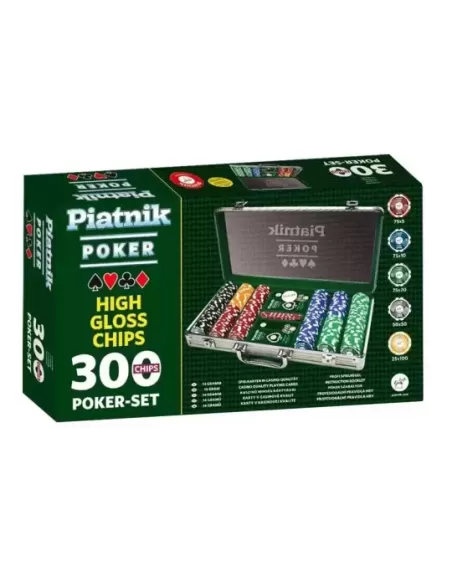 Set Poker profesional, 300 jetoane de cazinou, 2 pachete carti de joc, 5 zaruri