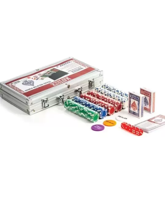Maverick Texas Hold em Set de Poker, 300 Jetoane – Cărți de joc premium | Emagie.ro
