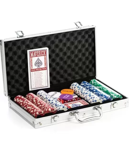 Maverick Texas Hold em Set de Poker, 300 Jetoane – Cărți de joc premium | Emagie.ro