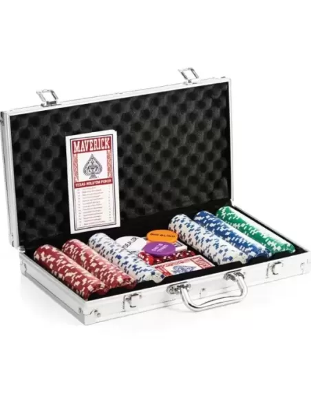 Maverick Texas Hold em Set de Poker, 300 Jetoane – Cărți de joc premium | Emagie.ro
